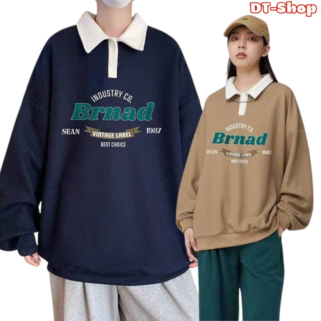 Áo brannd Cổ cài Chất Nỉ Bông Unisex Form Rộng DT Shop 2023