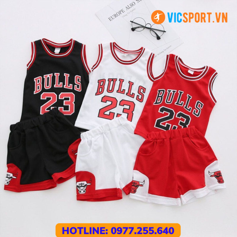 Bộ Quần Áo Bóng Rổ Trẻ Em Bulls Đủ Màu Loại 1 Cao Cấp,Thoáng Mát, Thấm Mồ Hôi - Vicsport