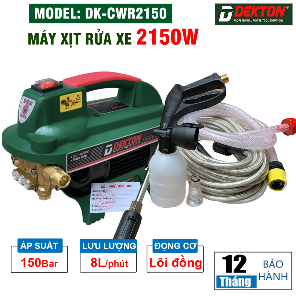 Máy xịt rửa xe cao áp Dekton DK - CWR2150W (Động cư từ lõi đồng)