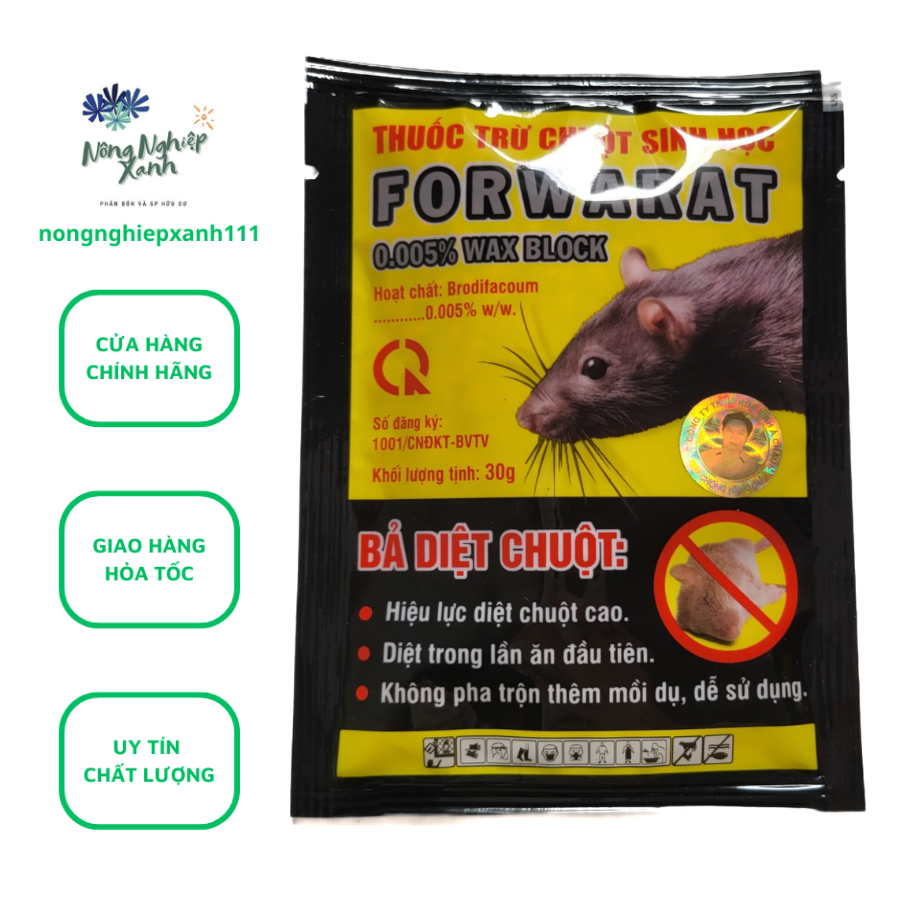 Thuốc diệt chuột, trừ chuột sinh học FORWARAT trộn sẵn gói 30gr