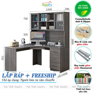 Bàn học, bàn làm việc chữ l đi liền kệ sách lớn blv-56 zatafu