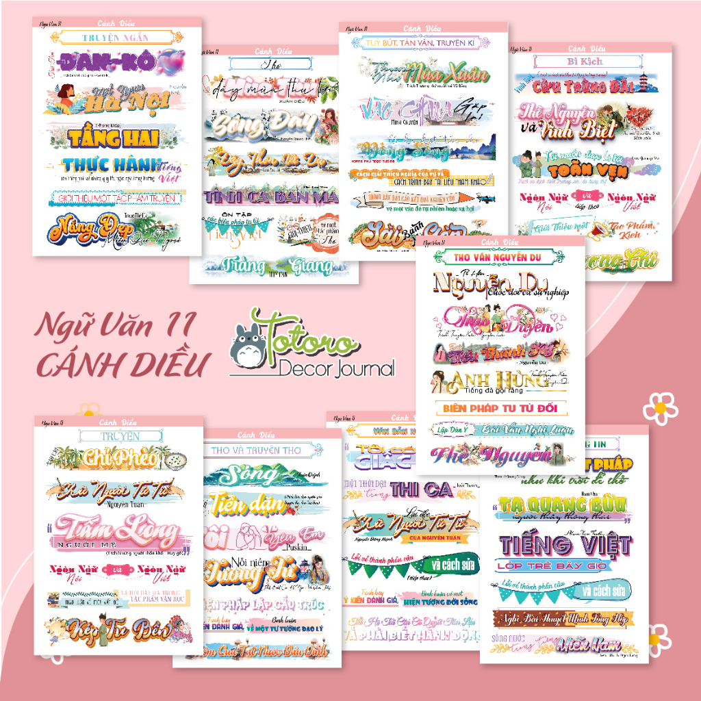 Văn 11 CÁNH DIỀU, sét 9 tấm tiêu đề