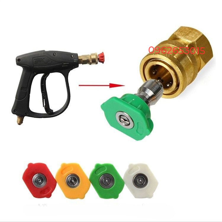 Béc phun rửa xe cao áp 1/4 kèm khớp cái nối nhanh 1/4ich ren trong và súng ren ngoài 14mm,22mm