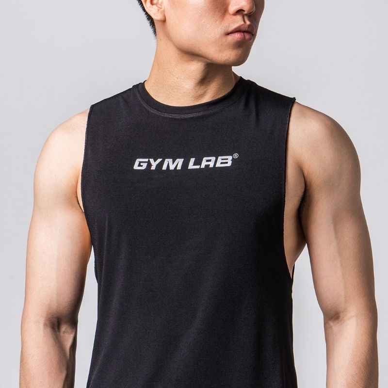 Áo Tanktop thể thao tập gym nam Gymlab form thoải mái vải poly mềm mại - MID LOGO