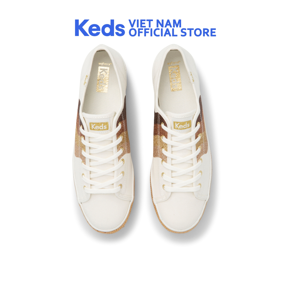 Giày Thể Thao Keds Nữ- Triple Kick Glitter Deco Canvas White- KD065997