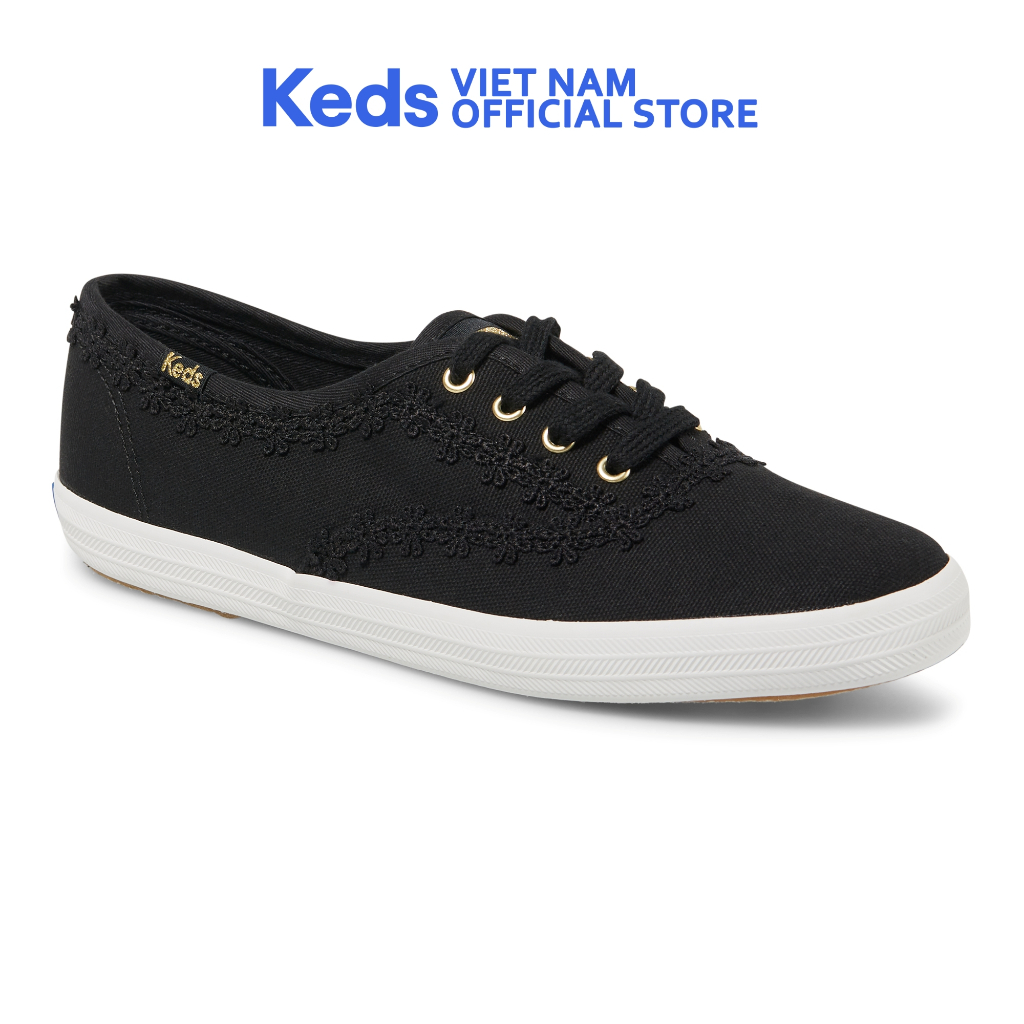 Giày Keds Nữ- Champion Canvas Crochet Trim Black- KD066668