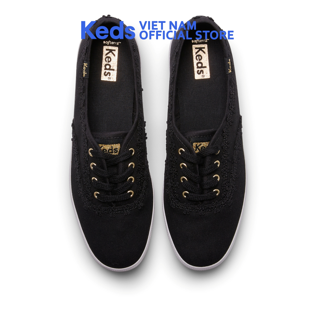 Giày Keds Nữ- Champion Canvas Crochet Trim Black- KD066668