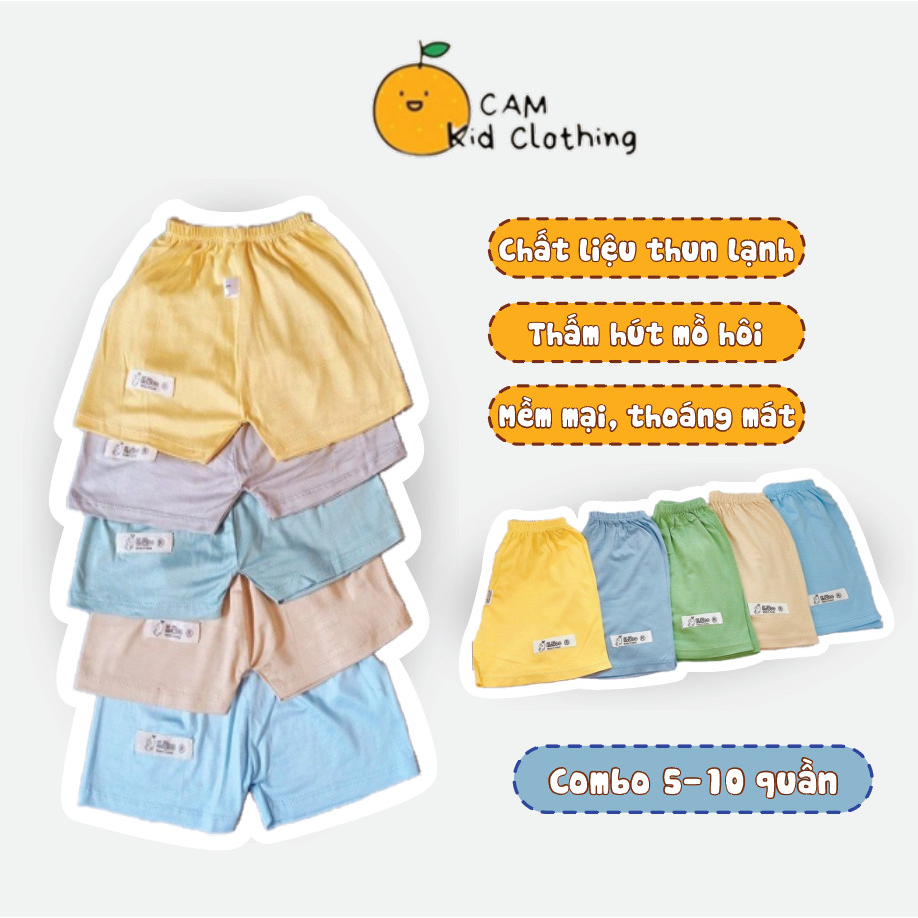 Combo 10 Quần đùi chục bé trai bé gái chất thun lạnh mềm mại Kwoo