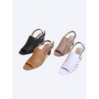 Giày sandal gót trụ 5cm da thật cắt lazer se02- salsa