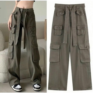  Quần Dài KaKi Túi Hộp phong cách Ulzzang tôn dáng Quần cargo ống rộng nhiều túi cạp cao hàng loại 1 siêu xinh 