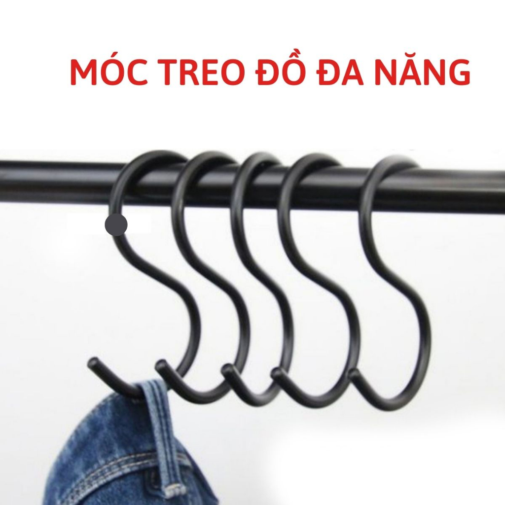 Móc treo đồ đa năng hình chữ S chất liệu INOX không gỉ, treo đồ dùng phòng bếp, nhà tắm, chịu lực 15kg