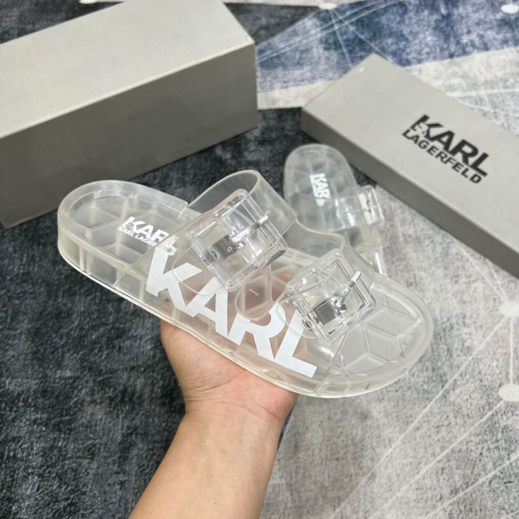 Dép Sandald Karl In Chữ Siêu Đẹp - Dép Quai Ngang Karl Trong Suốt Siêu Chất
