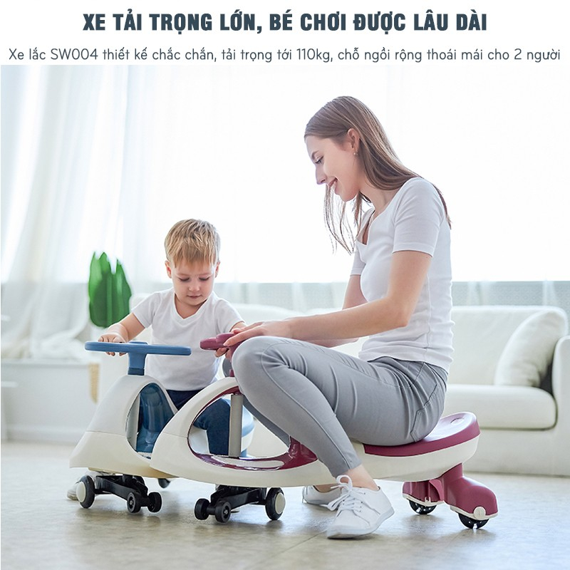 Xe lắc cao cấp bánh cao su, có đèn và nhạc BBT GLOBAL SW004