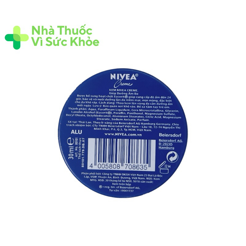 ✅[Chính Hãng] Kem dưỡng Nivea Cream giúp dưỡng ẩm da (30ml)