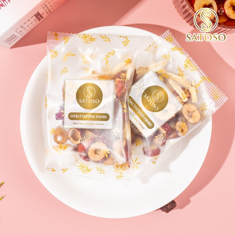 Trà gừng đường nâu kết hợp táo đỏ, long nhãn, kỷ tử SATOSO gói 10g