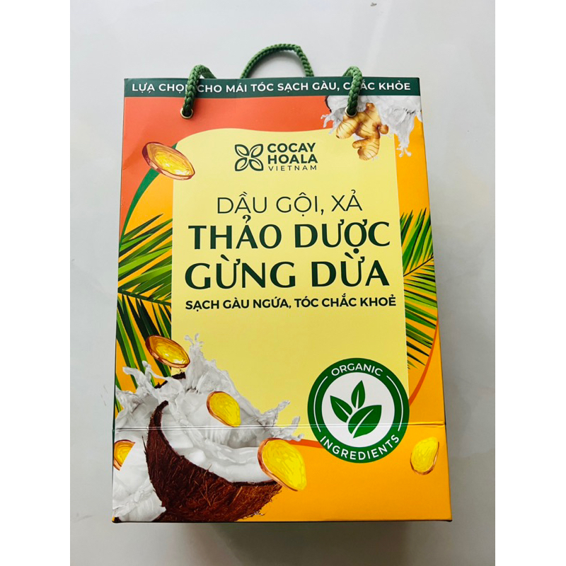 Túi Giấy Cứng Logo Gừng Dừa. Xách đồ khô tiện lợi , sử dụng được nhiều lần.