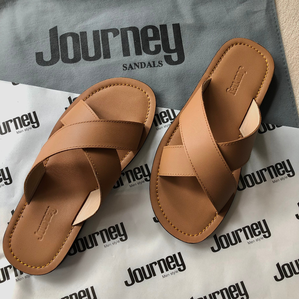Dép Nam Nữ JOURNEY Quai Chéo 3 màu Đen, Nâu, trắng