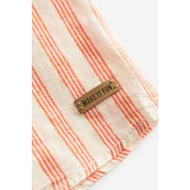 ÁO SƠ MI NGẮN TAY CỔ TRỤ, CHẤT LINEN VÀ COTTON - HM - CÓ TÚI PHÍA TRƯỚC ÁO - KẺ SỌC