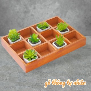 Khay gỗ đựng đồ trang sức gỗ thông tự nhiên nhiều ngăn - khay gỗ chia ngăn