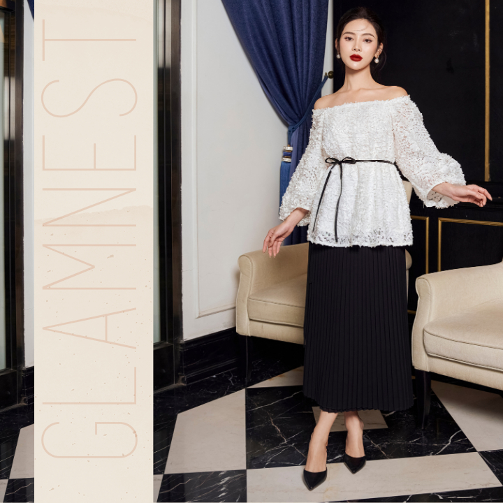 Áo Bầu Ren Bông Nổi Thiết Kế Set Đồ Bầu Dự Tiệc Dạo Phố Váy Bầu Sang Chảnh Glam Nest AS024