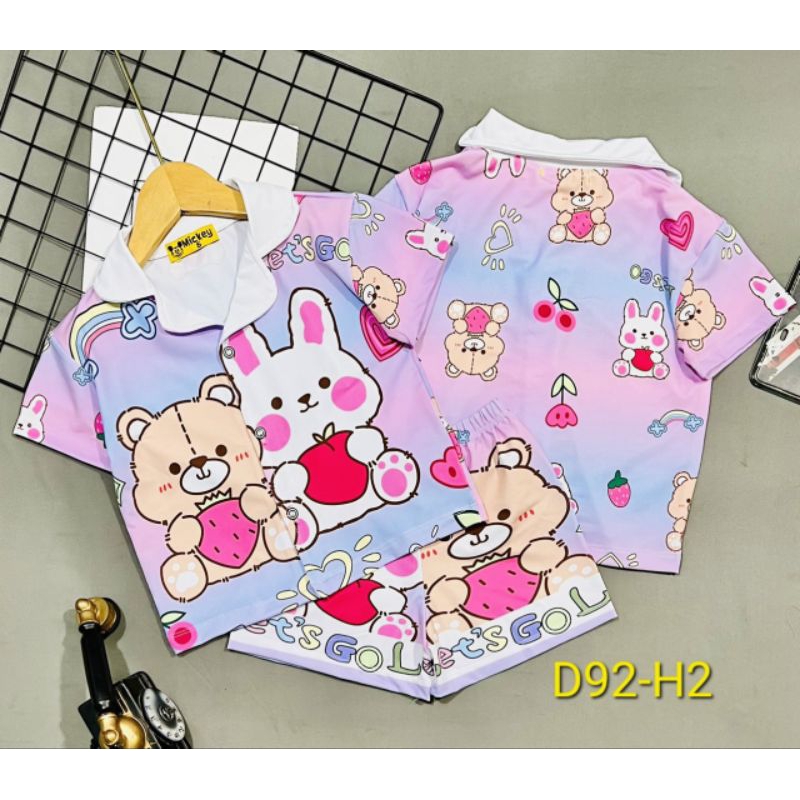 MÃ D92 BỘ PIZAMA ĐÙI BÉ GÁI THUN LẠNH 3D SIZE 8-20Kg
