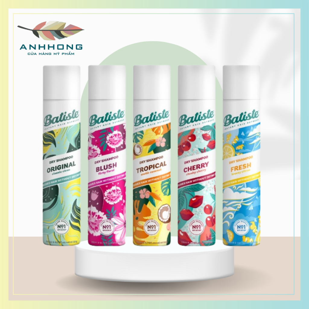 Dầu Gội Khô Batiste Dry Shampoo 200ml Hết Ngứa, Hết Bết Dính Tóc Bồng Bềnh Tức Thì