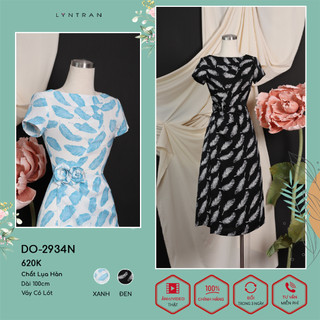 Váy ôm LYN TRAN DO-2934N họa tiết lông vũ Chất Lụa Hàn Mềm Mịn Trơn Sóng