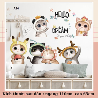 Decal dán tường Mèo Pokemon A84 - Decal dán tường Hàn Quốc