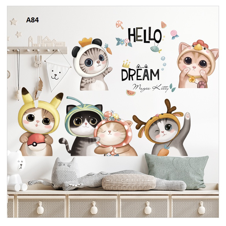 Decal dán tường Mèo Pokemon A84 - Decal dán tường Hàn Quốc