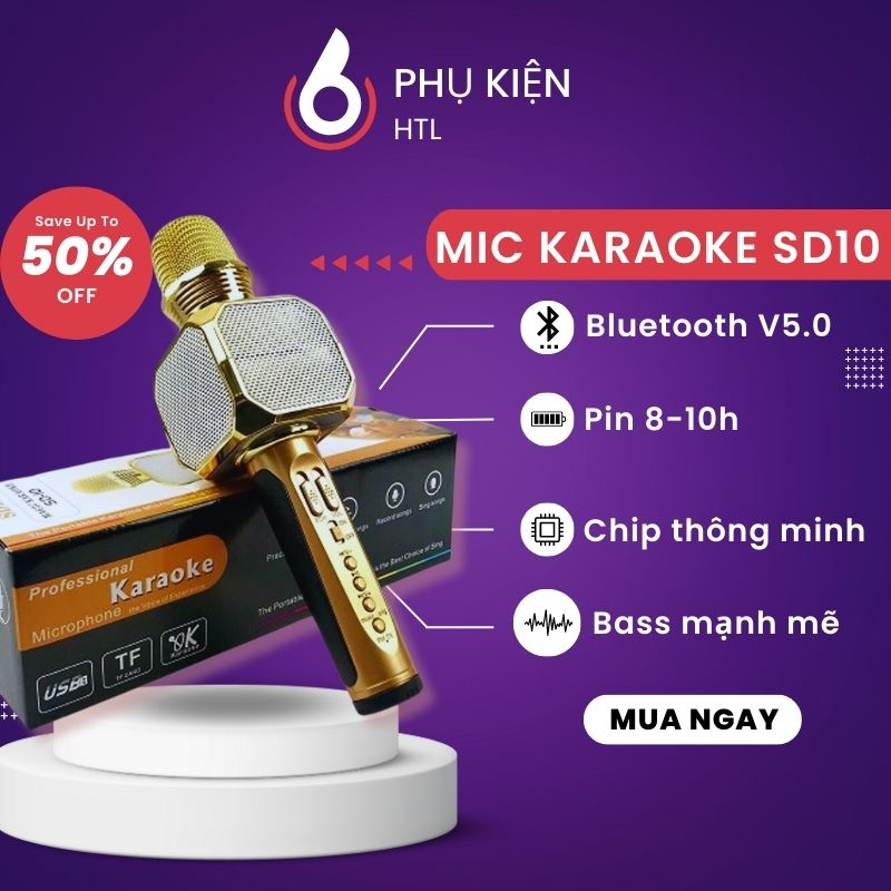 Micro Bluetooth Karaoke kèm loa SD10 / X9 - Chất lượng âm thanh hay, Thu Âm Tốt phukien_htl
