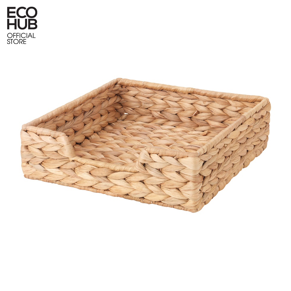 Khay đựng khăn giấy ECOHUB bằng lục bình kích thước 23x23x7.5cm