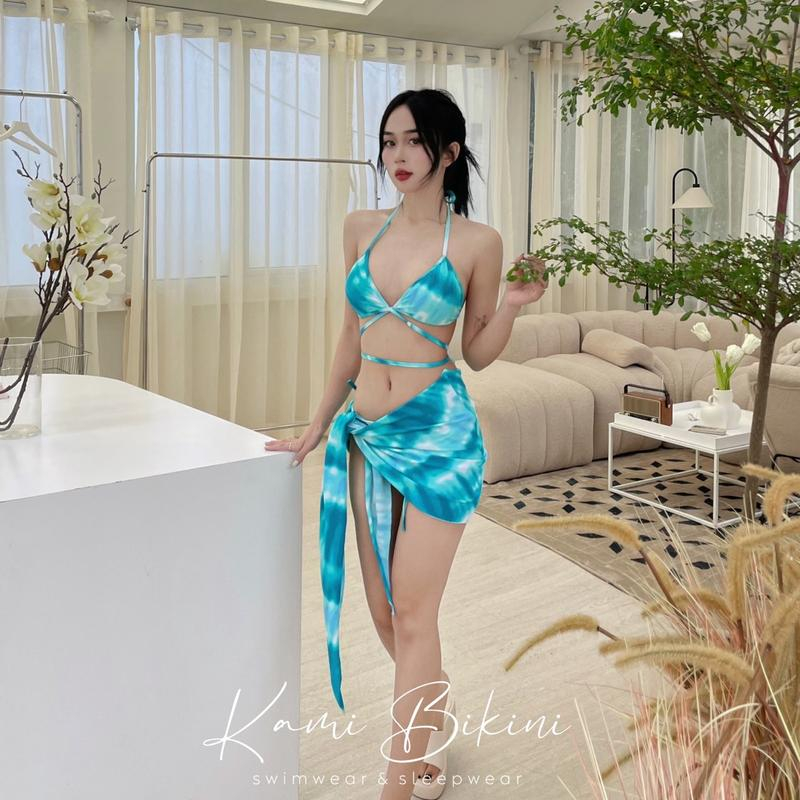 Bikini 3 mảnh KAMI kèm khăn quấn bản to 3 màu hottrend