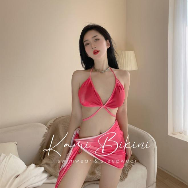 Bikini 3 mảnh KAMI kèm khăn quấn bản to 3 màu hottrend