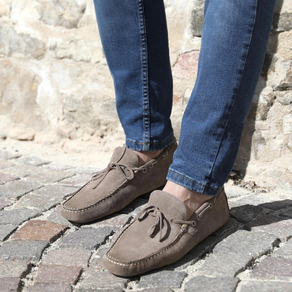 Giày Tây Lười Moccasins Nam Duca Di Morrone Da Lộn Cao Cấp Họa Tiết Dây Buộc - SẢN XUẤT TẠI ITALY_EDOARDO-CAM