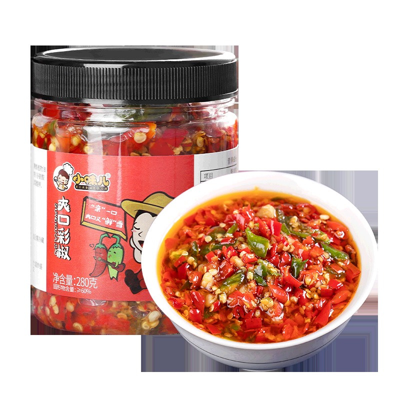 Ớt chưng Hồ Nam ⚡ CHUẨN CHÍNH HÃNG ⚡ Ớt chưng dầu Trung Quốc hũ 280g có 3 loại ớt và 9 loại gia vị