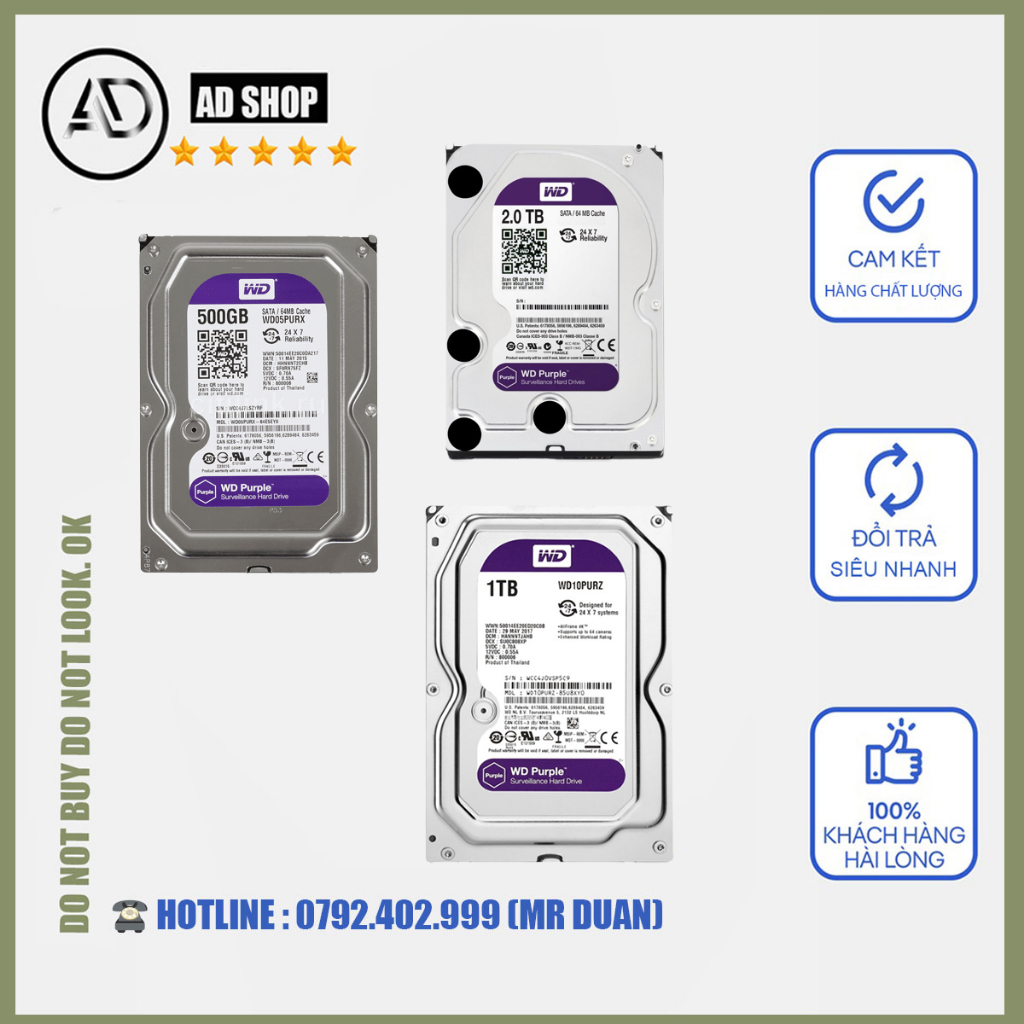 Ổ cứng HDD 2Tb Western Purple (màu tím) cho camera bảo hành 24 tháng | BigBuy360 - bigbuy360.vn