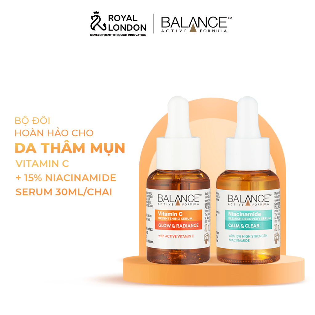 Combo serum ngừa mụn, giảm thâm và làm sáng da Balance Vitamin C và Niacinamide Serum 30ml/chai