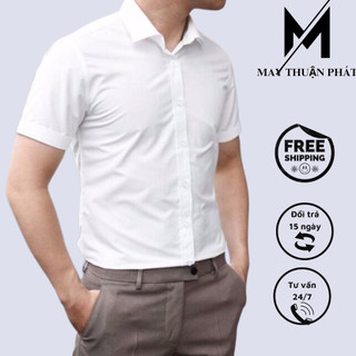 Áo sơ mi nam ngắn Tay Hàn Quốc, vải lụa thái mềm mịn chống nhăn cao cấp