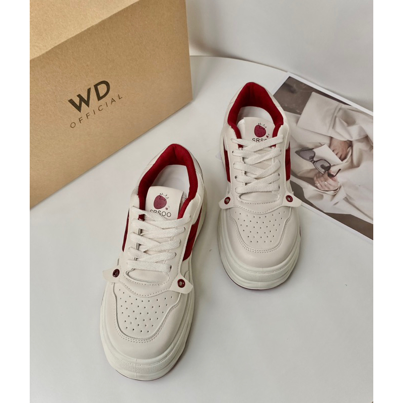 Giày sneaker nữ phối đỏ trắng đế bằng B08