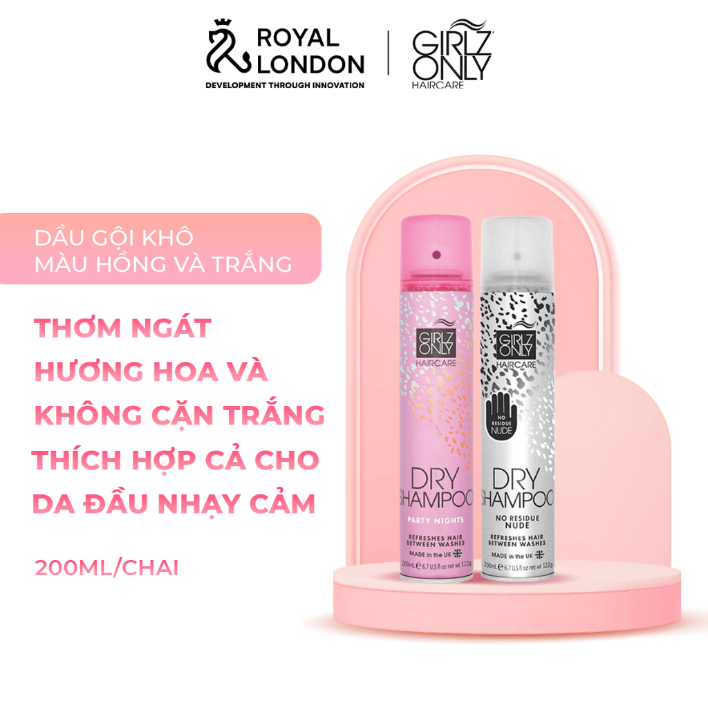 Combo 2 Dầu Gội Khô Dry Shampoo Girlz Only Thơm mát Party Nights & No Residue Nude