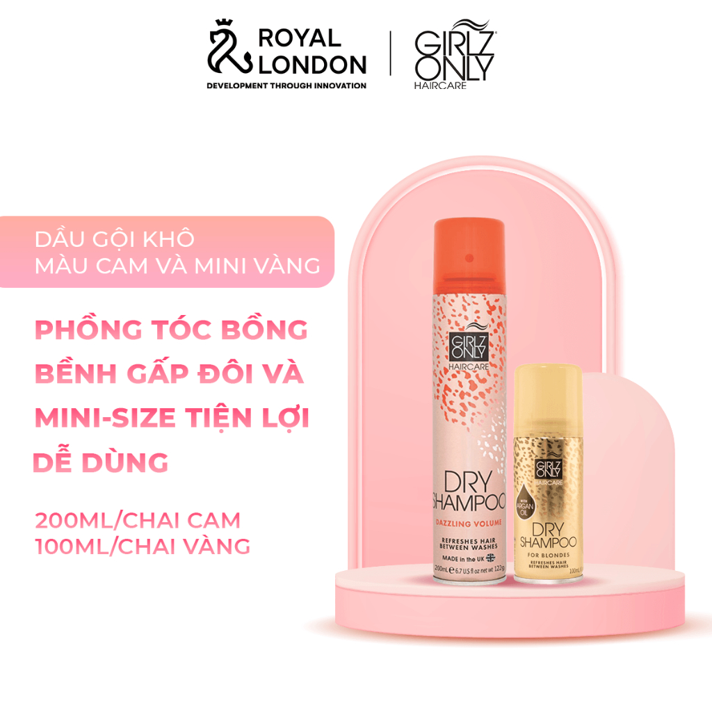 Combo Dầu gội khô dry Shampoo Girlz Only Size Lớn 200ml + Travel Size 100ml