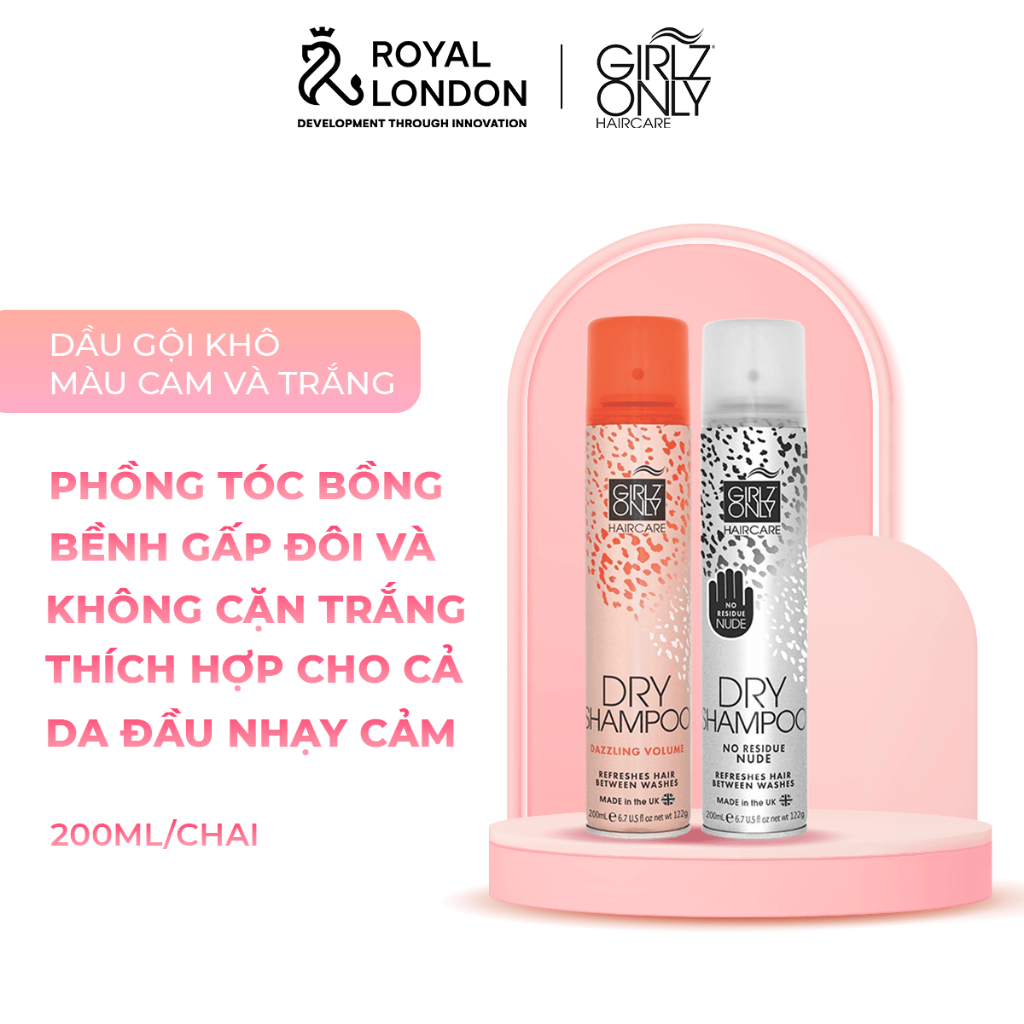 Combo 2 Dầu Gội Khô Dry Shampoo Girlz Only Vượt trội Dazzling Volume & No Residue Nude