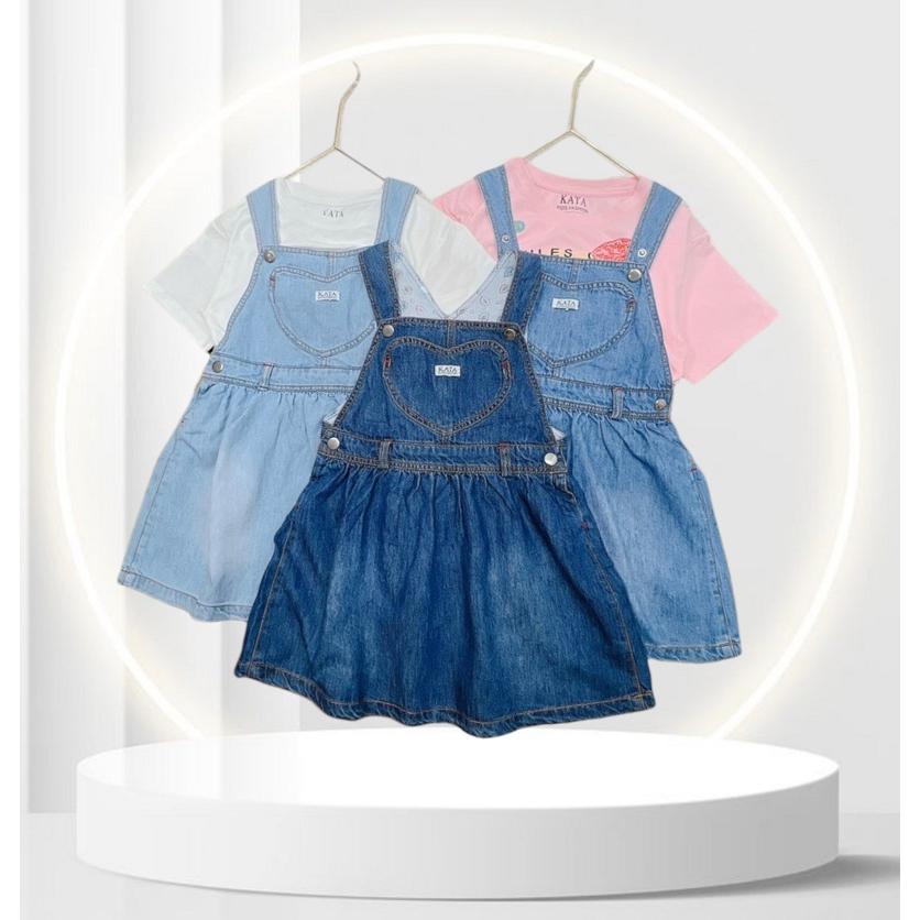 Váy Yếm Jean Bé Gái Form rộng Trái tim phía trước, thời trang mùa thu cho bé gái - Trang 25Kids