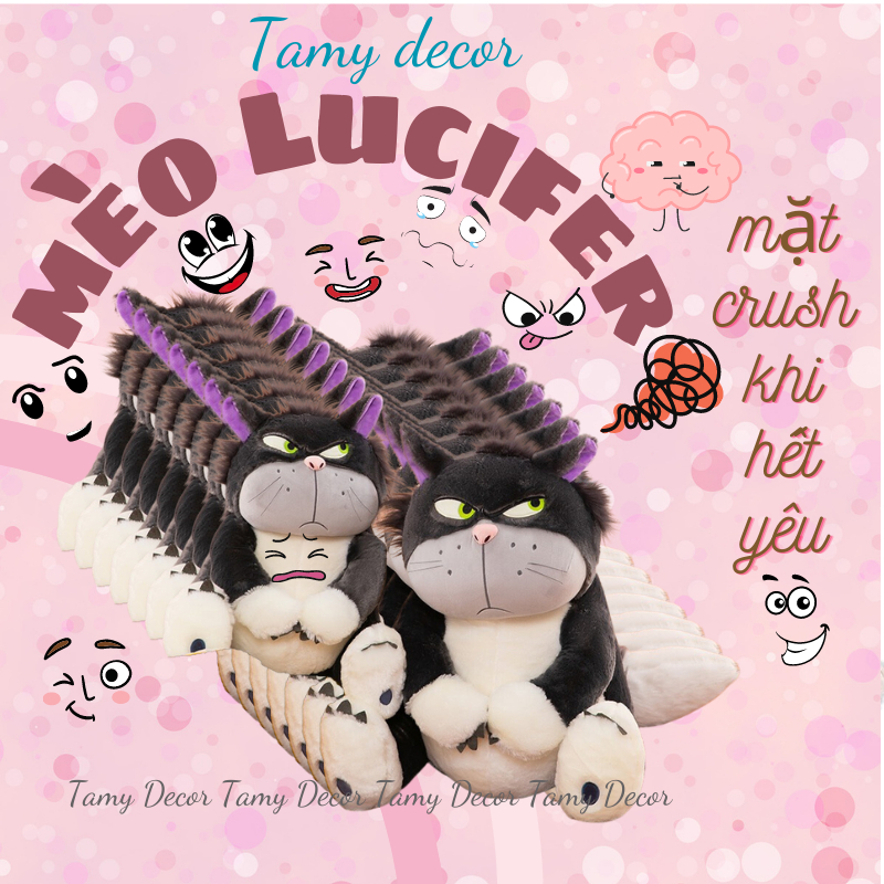 Gấu Bông Mèo Lucifer Disney Mặt Quạo Cao Cấp Tamy Decor làm quà sinh nhật dành cho bé size 30-50-65-80cm