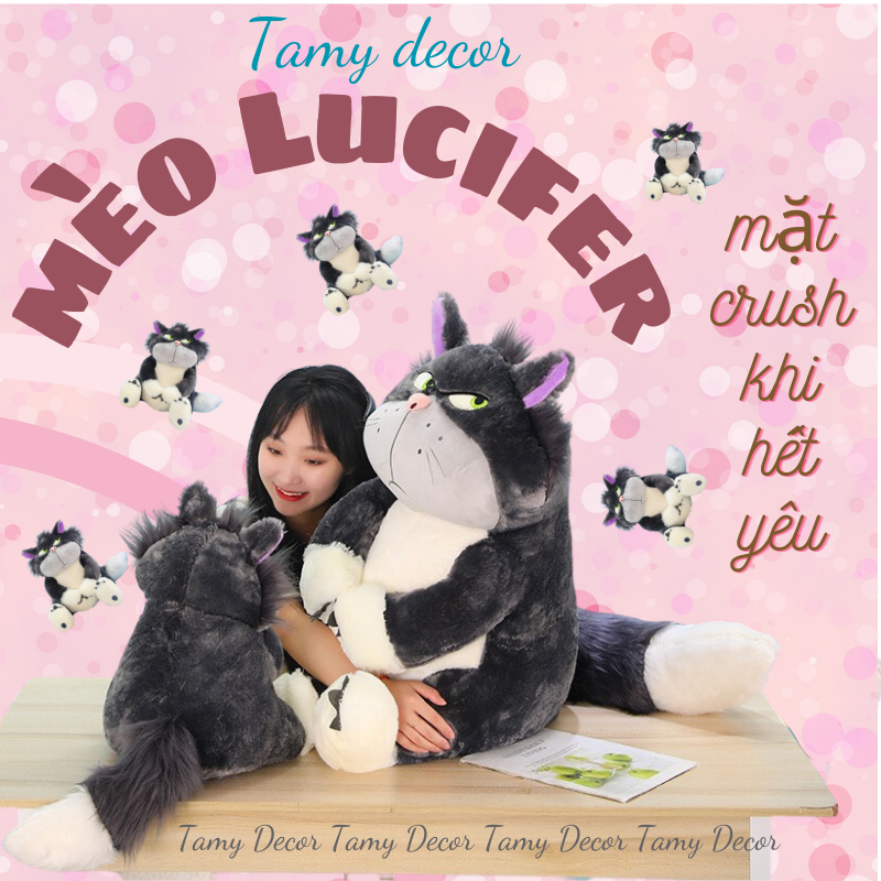 Gấu Bông Mèo Lucifer Disney Mặt Quạo Cao Cấp Tamy Decor làm quà sinh nhật dành cho bé size 30-50-65-80cm