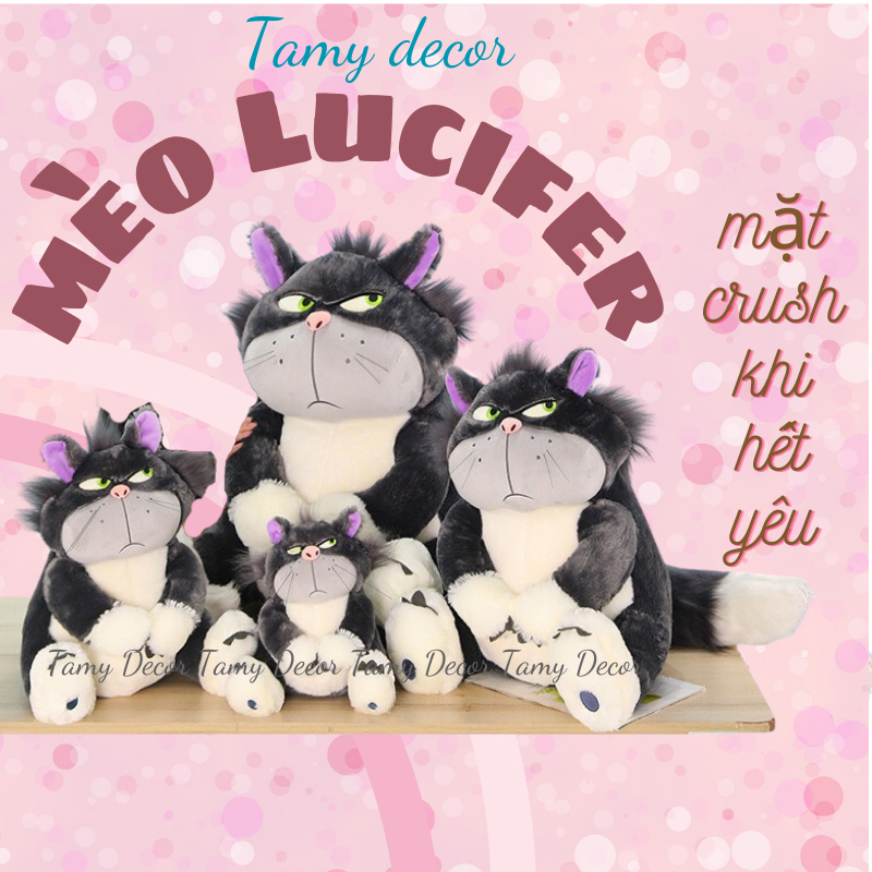 Gấu Bông Mèo Lucifer Disney Mặt Quạo Cao Cấp Tamy Decor làm quà sinh nhật dành cho bé size 30-50-65-80cm