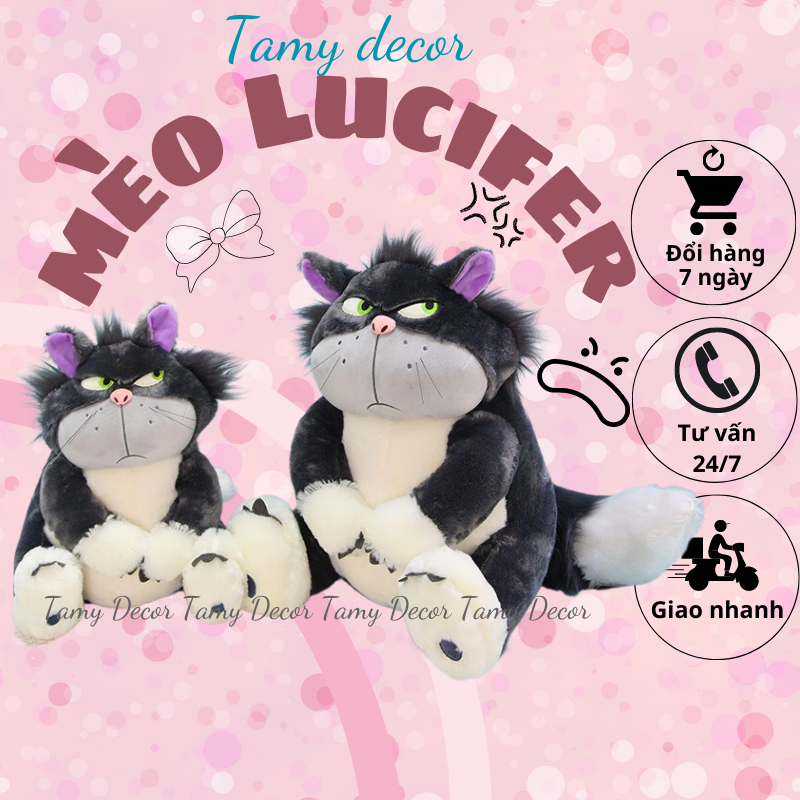 Gấu Bông Mèo Lucifer Disney Mặt Quạo Cao Cấp Tamy Decor làm quà sinh nhật dành cho bé size 30-50-65-80cm