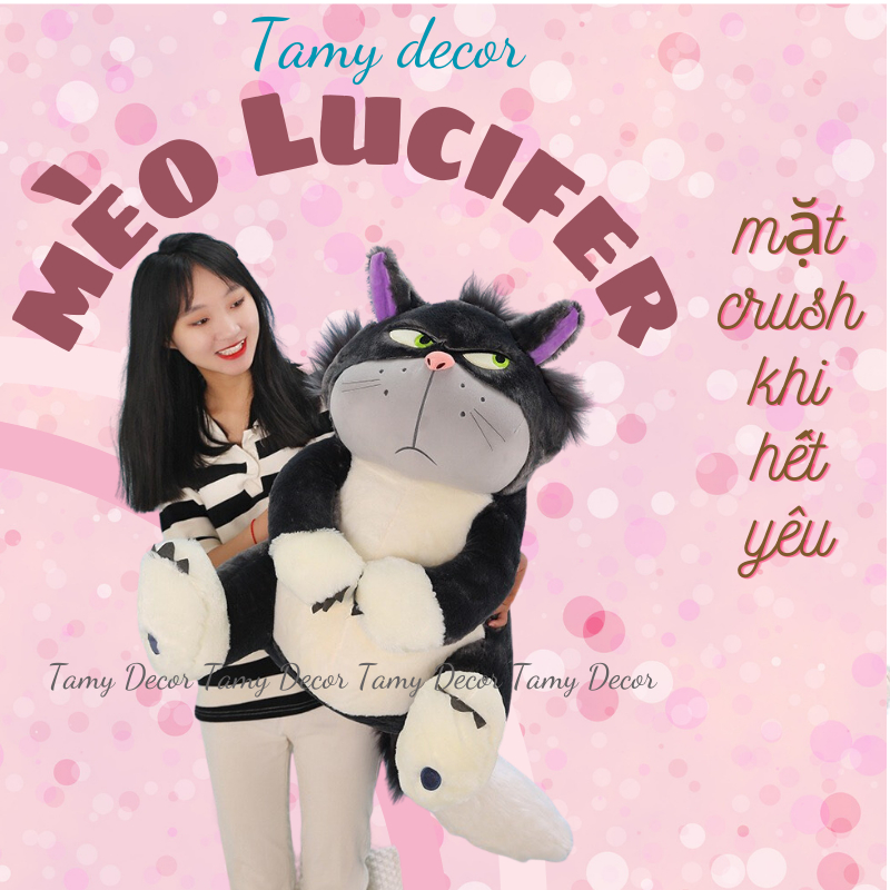 Gấu Bông Mèo Lucifer Disney Mặt Quạo Cao Cấp Tamy Decor làm quà sinh nhật dành cho bé size 30-50-65-80cm