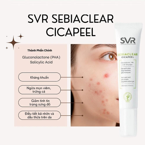 SVR Sebiaclear Cicapeel - Gel giảm mụn và thâm - 15ml