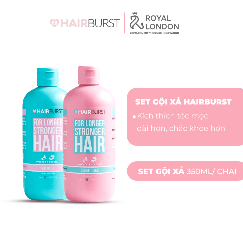 Set gội xả HAIRBURST kích thích tóc mọc dài hơn chắc khỏe hơn 350ml/chai